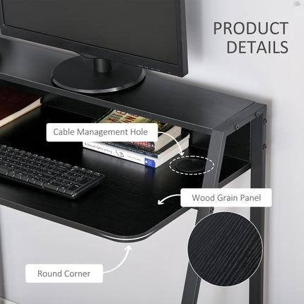 Writing Desk Computer Table with Storage Shelf Home Office Workstation - Black