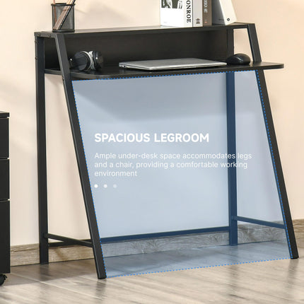 Writing Desk Computer Table with Storage Shelf Home Office Workstation - Black