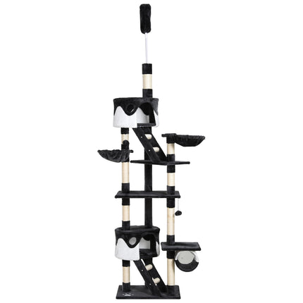 Adjustable Cat Tree Kitten Condo Fun House with Scratching Posts - Grey & White