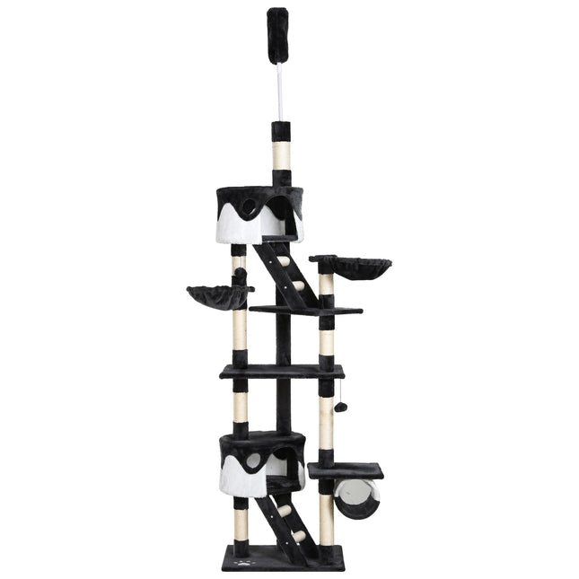 Adjustable Cat Tree Kitten Condo Fun House with Scratching Posts - Grey & White