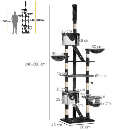 Adjustable Cat Tree Kitten Condo Fun House with Scratching Posts - Grey & White