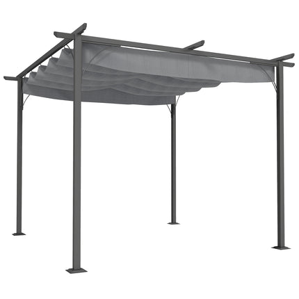 Retractable Metal Pergola with UV Resistant Canopy 300x300cm - Grey