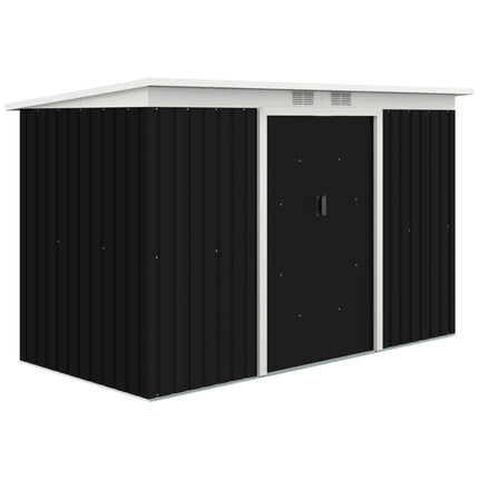 9 x 4 ft Metal Garden Storage Shed with Corrugated Steel Roof - Dark Grey