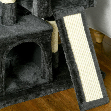 Cats 3-Tier Sisal Rope Leisure Tree with Plush Covering - Dark Grey