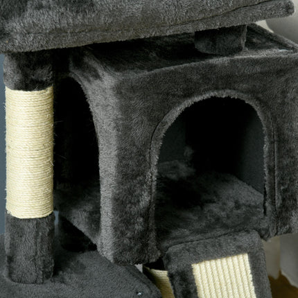 Cats 3-Tier Sisal Rope Leisure Tree with Plush Covering - Dark Grey