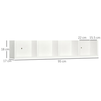 Wall Mount 4-Cube Media Storage Rack for 84 CDs & 56 DVDs/Blu-rays - White