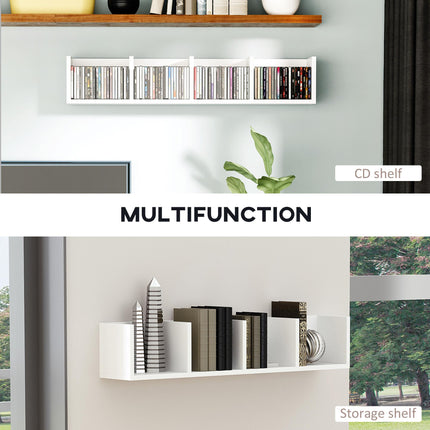 Wall Mount 4-Cube Media Storage Rack for 84 CDs & 56 DVDs/Blu-rays - White