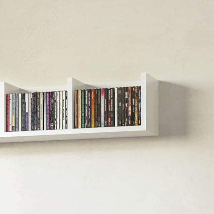 Wall Mount 4-Cube Media Storage Rack for 84 CDs & 56 DVDs/Blu-rays - White