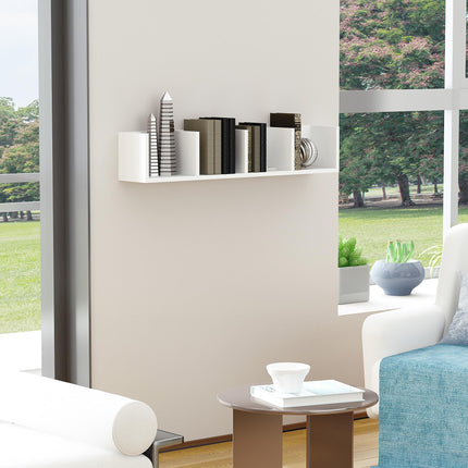 Wall Mount 4-Cube Media Storage Rack for 84 CDs & 56 DVDs/Blu-rays - White