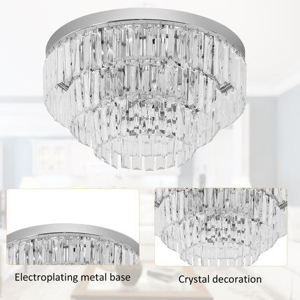 Round 7-Light Crystal Ceiling Chandelier Light Fixture - Transparent
