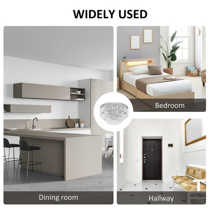 Round 7-Light Crystal Ceiling Chandelier Light Fixture - Transparent