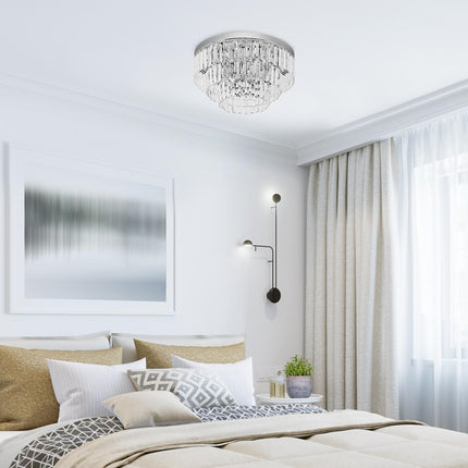 Round 7-Light Crystal Ceiling Chandelier Light Fixture - Transparent