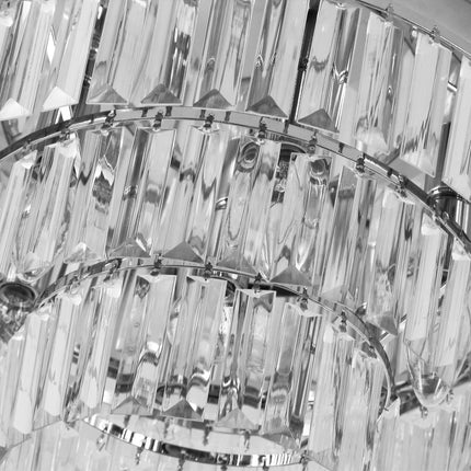 Round 7-Light Crystal Ceiling Chandelier Light Fixture - Transparent
