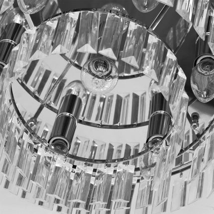 Round 7-Light Crystal Ceiling Chandelier Light Fixture - Transparent