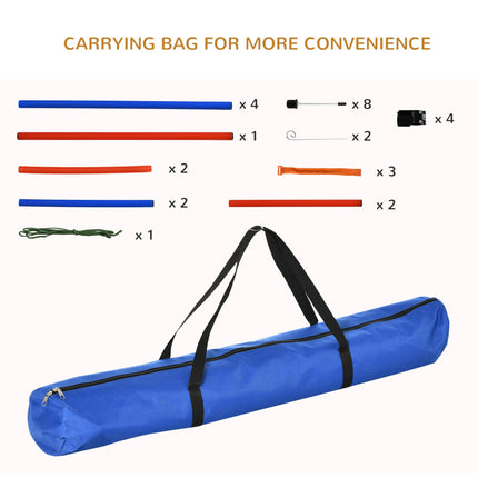 Pet Agility Training Set Adjustable Pole Hoop Hurdle for Dog Obedience - Blue & Red