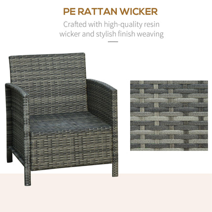 3 Pieces Rattan Bistro Set, Wicker Garden Furniture Set, Glass Top 2-tier Coffee
