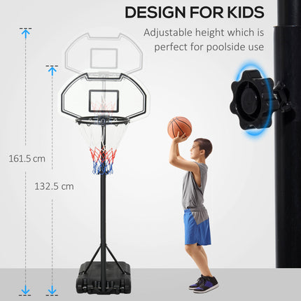 Adjustable Basketball Stand 94-123cm Height for Kids & Adults Poolside Use - Black