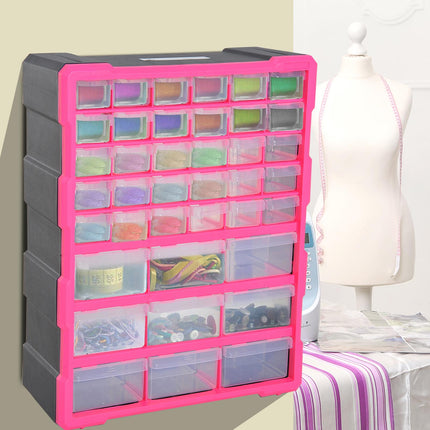 39 Drawers Parts Organiser Wall Mount Tools Storage Cabinet Small Nuts Bolts Gar