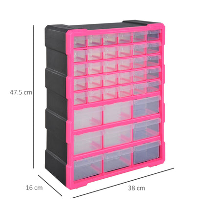 39 Drawers Parts Organiser Wall Mount Tools Storage Cabinet Small Nuts Bolts Gar
