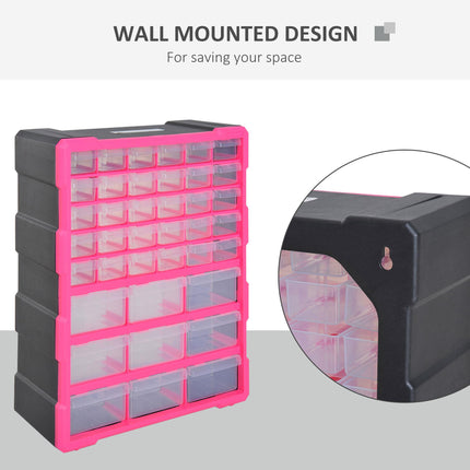 39 Drawers Parts Organiser Wall Mount Tools Storage Cabinet Small Nuts Bolts Gar