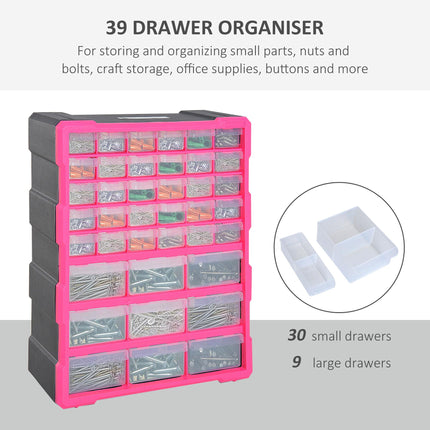 39 Drawers Parts Organiser Wall Mount Tools Storage Cabinet Small Nuts Bolts Gar