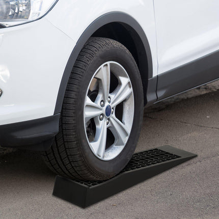 Pair of 2 Low Entrance Plastic Curb Ramps 3 Ton Capacity Anti-Slip for Cars SUVs Vans - Black