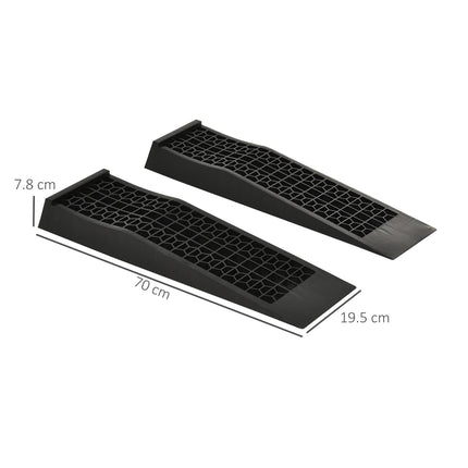 Pair of 2 Low Entrance Plastic Curb Ramps 3 Ton Capacity Anti-Slip for Cars SUVs Vans - Black