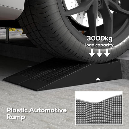 Pair of 2 Low Entrance Plastic Curb Ramps 3 Ton Capacity Anti-Slip for Cars SUVs Vans - Black
