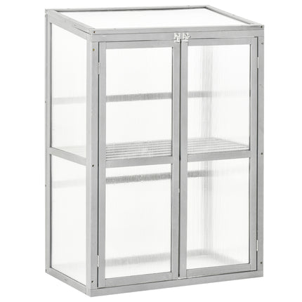 Wooden Cold Frame Greenhouse with Adjustable Shelf - Grey
