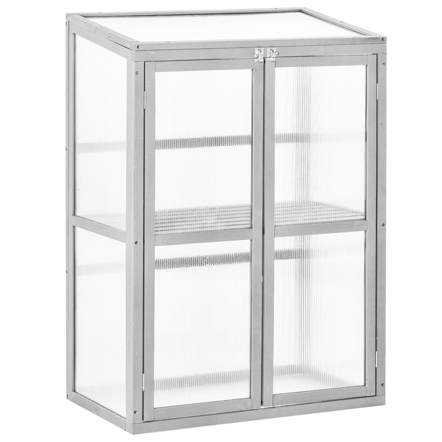 Wooden Cold Frame Greenhouse with Adjustable Shelf - Grey