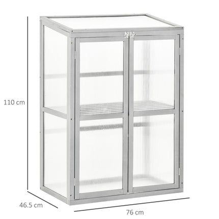 Wooden Cold Frame Greenhouse with Adjustable Shelf - Grey