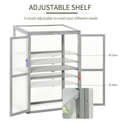 Wooden Cold Frame Greenhouse with Adjustable Shelf - Grey