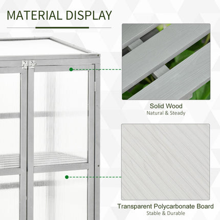 Wooden Cold Frame Greenhouse with Adjustable Shelf - Grey