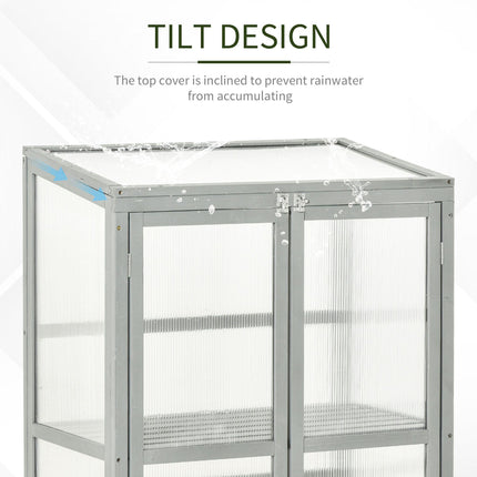 Wooden Cold Frame Greenhouse with Adjustable Shelf - Grey