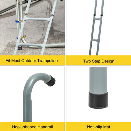 8/10ft Galvanized Steel Trampoline Ladder - Silver