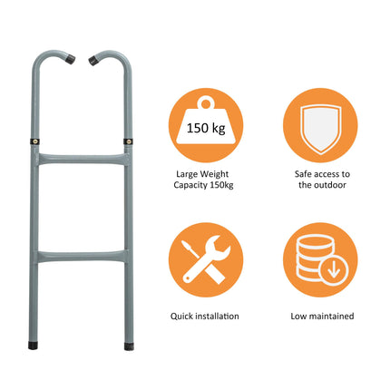 8/10ft Galvanized Steel Trampoline Ladder - Silver