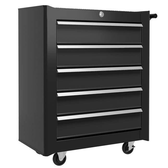 5-Drawer Rolling Tool Storage Cabinet Cold Rolled Steel Tool Chest - Black