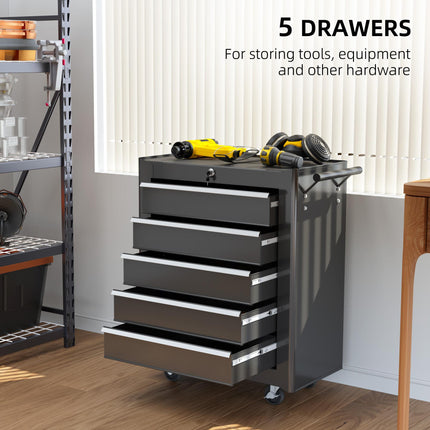 5-Drawer Rolling Tool Storage Cabinet Cold Rolled Steel Tool Chest - Black