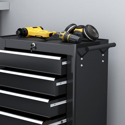 5-Drawer Rolling Tool Storage Cabinet Cold Rolled Steel Tool Chest - Black