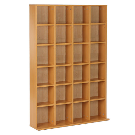 480 CD 312 DVD Media Storage Shelf Rack with 4 Adjustable Shelves Wooden Bookcase Display Unit - Beech Wood