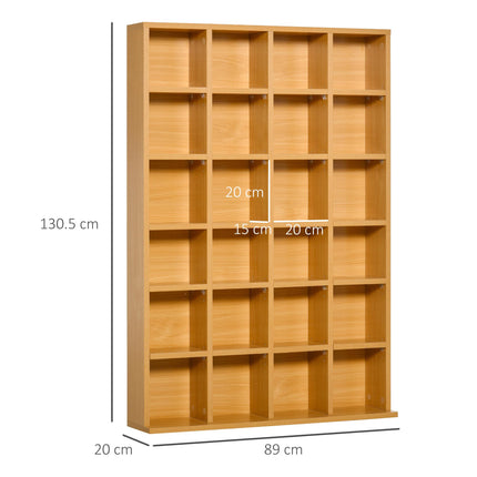 480 CD 312 DVD Media Storage Shelf Rack with 4 Adjustable Shelves Wooden Bookcase Display Unit - Beech Wood