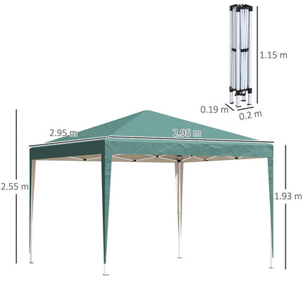 3 x 3 Meter Heavy Duty Garden Party Canopy Tent Folding Marquee for Weddings - Green