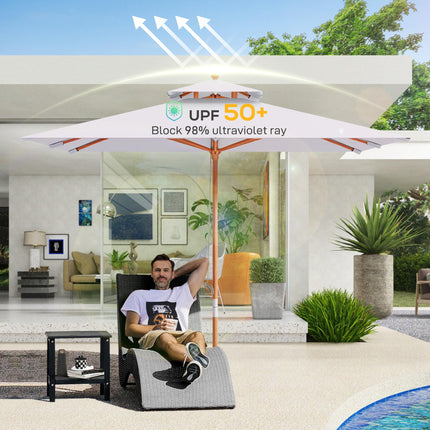 3 Piece Large Double Tier Outdoor Garden Parasol - Grey