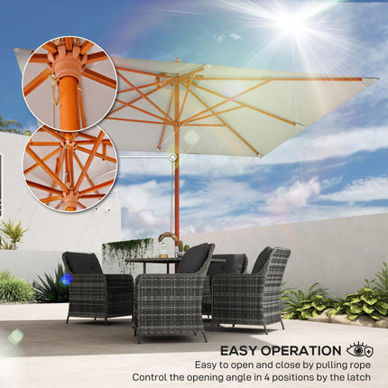 3 Piece Large Double Tier Outdoor Garden Parasol - Grey