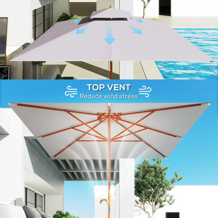 3 Piece Large Double Tier Outdoor Garden Parasol - Grey