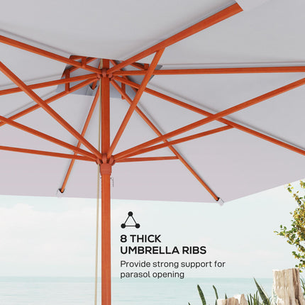 3 Piece Large Double Tier Outdoor Garden Parasol - Grey