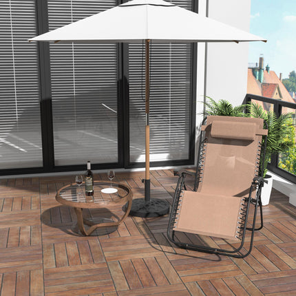 Zero Gravity Outdoor Reclining Chair with Adjustable Head Pillow - Beige