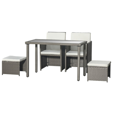 2 Seater Rattan Cube Garden Furniture Set, Rattan Dining Set with Cushions, Outd