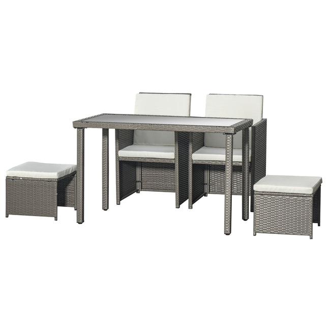 2 Seater Rattan Cube Garden Furniture Set, Rattan Dining Set with Cushions, Outd