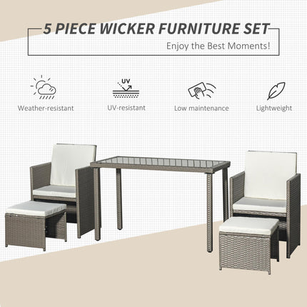 2 Seater Rattan Cube Garden Furniture Set, Rattan Dining Set with Cushions, Outd
